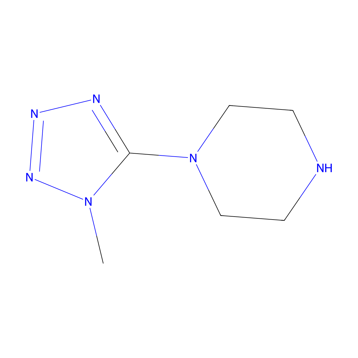 1-(1-methyl-1H-1,2,3,4-tetrazol-5-yl)piperazine molecular structure, CAS 119639-49-5