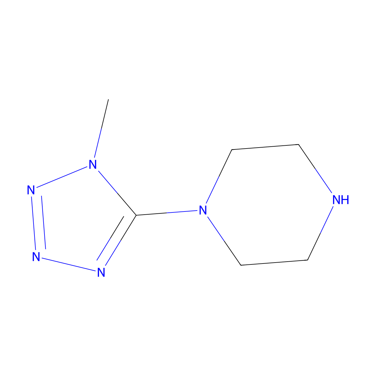 1-(1-methyl-1H-1,2,3,4-tetrazol-5-yl)piperazine molecular structure, CAS 119639-49-5