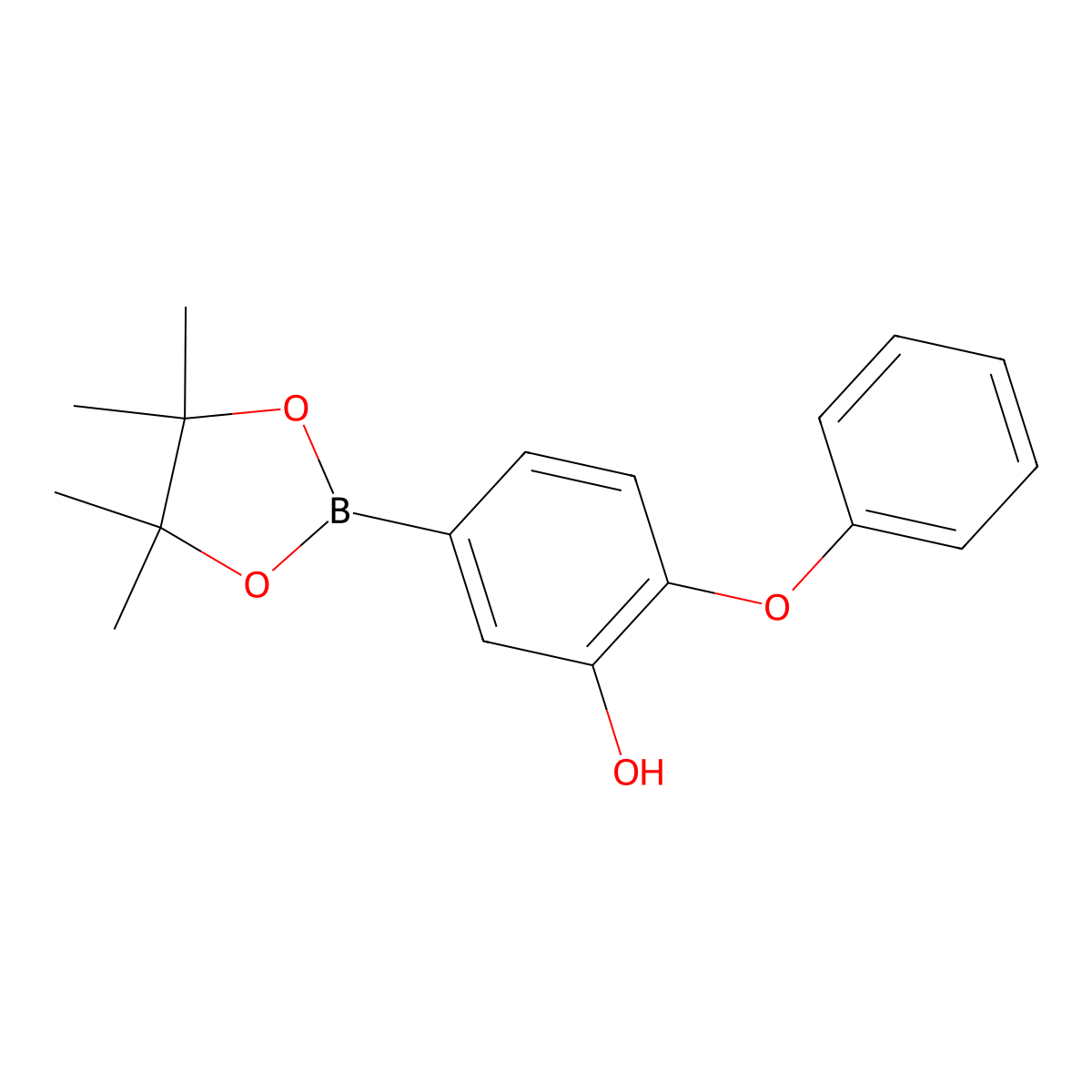 2-Phenoxy-5-(4,4,5,5-tetramethyl-1,3,2-dioxaborolan-2-yl)phenol molecular structure, CAS 1196396-01-6