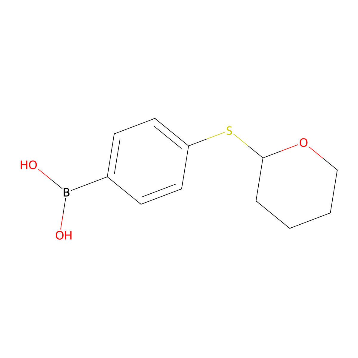 4-(Tetrahydro-2H-pyran-2-ylsulfanyl)phenylboronic acid molecular structure, CAS 1196396-43-6