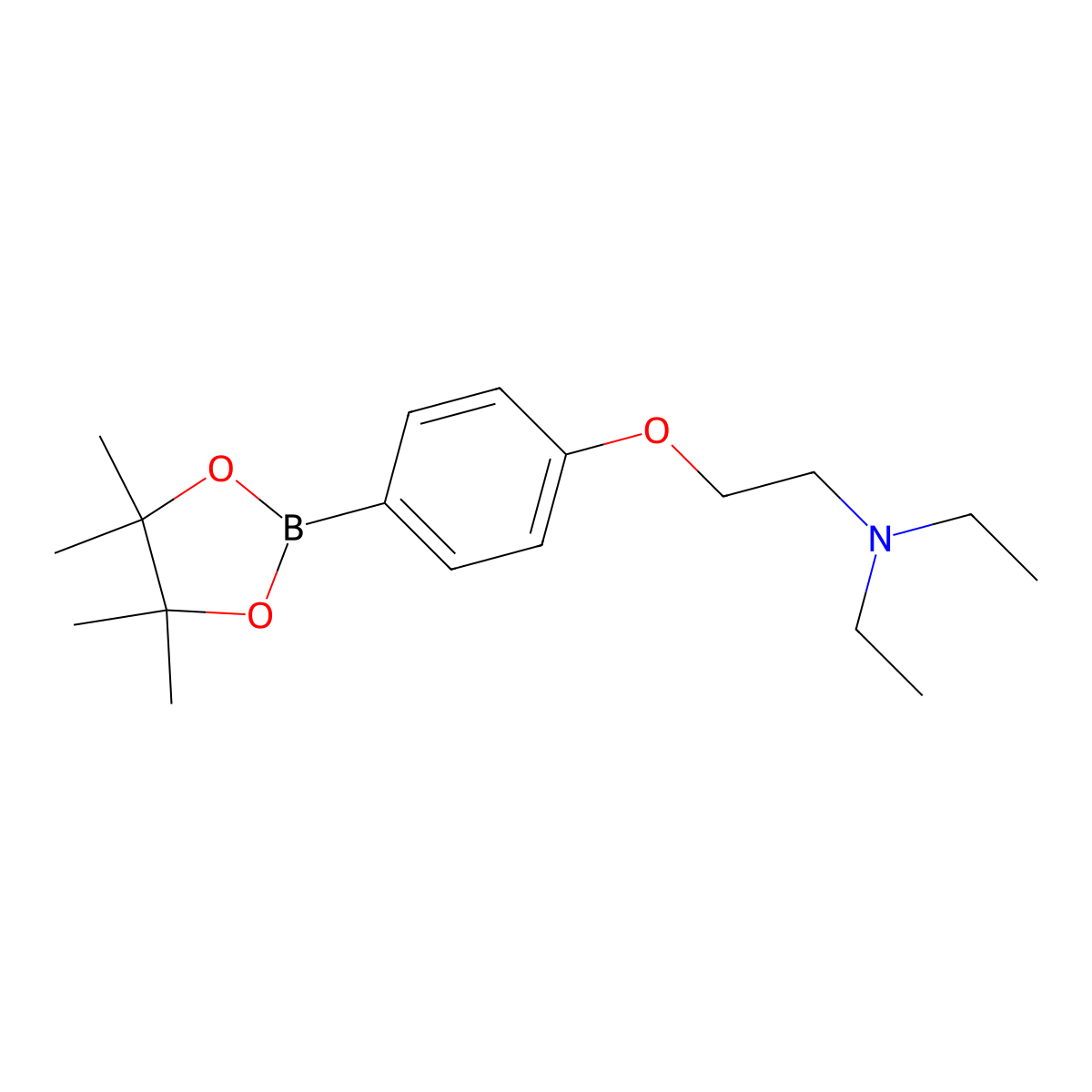 Diethyl({2-[4-(tetramethyl-1,3,2-dioxaborolan-2-yl)phenoxy]ethyl})amine molecular structure, CAS 1196396-94-7