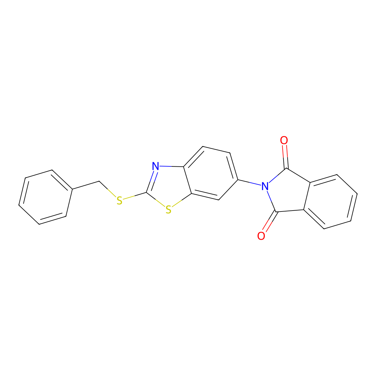 2-(2-Benzylsulfanyl-1,3-benzothiazol-6-yl)isoindole-1,3-dione molecular structure, CAS 119644-29-0