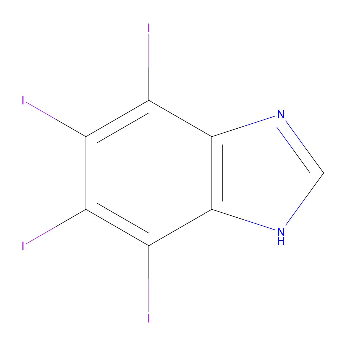 4,5,6,7-tetraiodo-1H-benzimidazole molecular structure, CAS 1196457-06-3