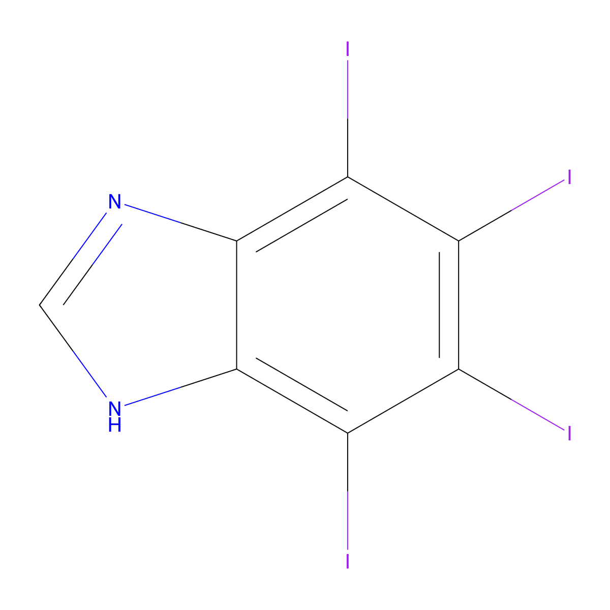 4,5,6,7-tetraiodo-1H-benzimidazole molecular structure, CAS 1196457-06-3