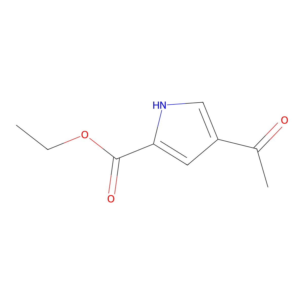 Ethyl 4-acetyl-1H-pyrrole-2-carboxylate molecular structure, CAS 119647-69-7