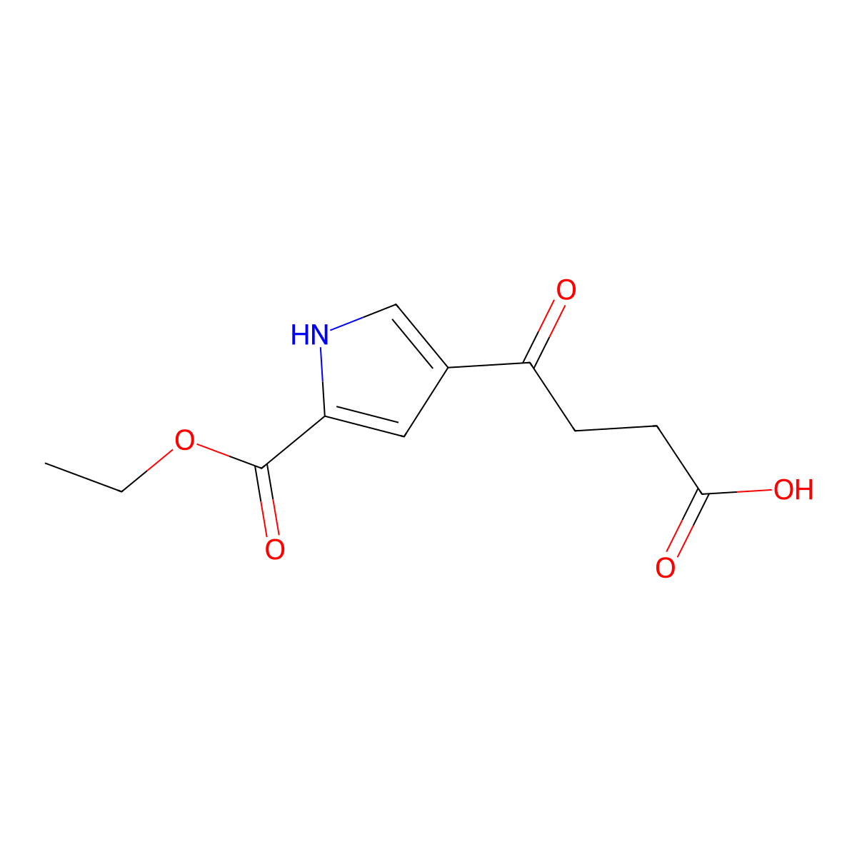 5-(Ethoxycarbonyl)-gamma-oxo-1H-pyrrole-3-butanoic acid molecular structure, CAS 119647-71-1