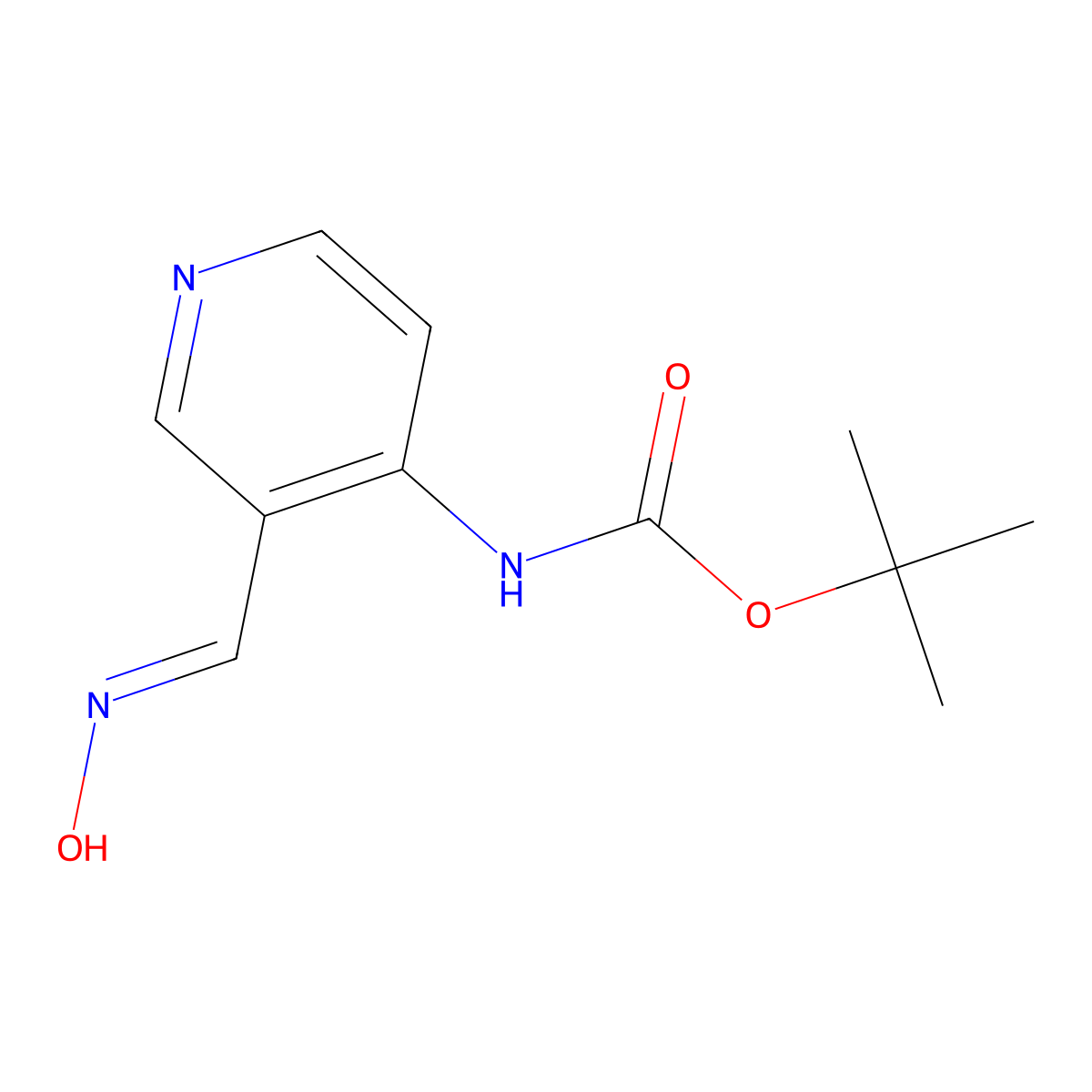 (E)-Tert-butyl 3-((hydroxyimino)methyl)pyridin-4-ylcarbamate molecular structure, CAS 1196482-67-3