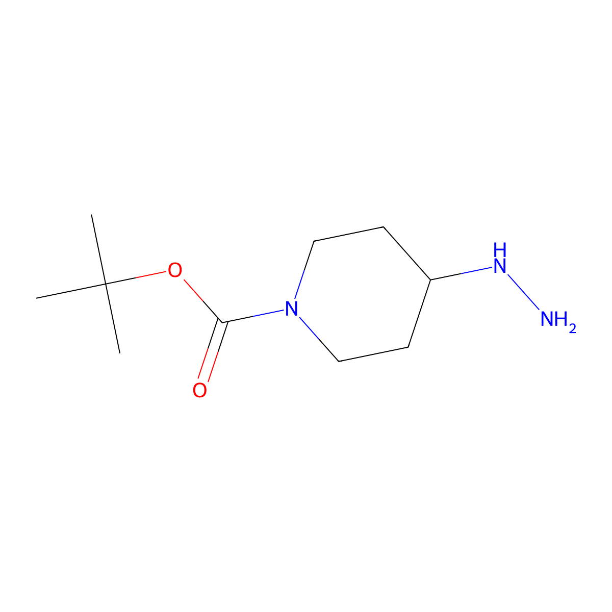 Tert-butyl 4-hydrazinylpiperidine-1-carboxylate molecular structure, CAS 1196486-69-7