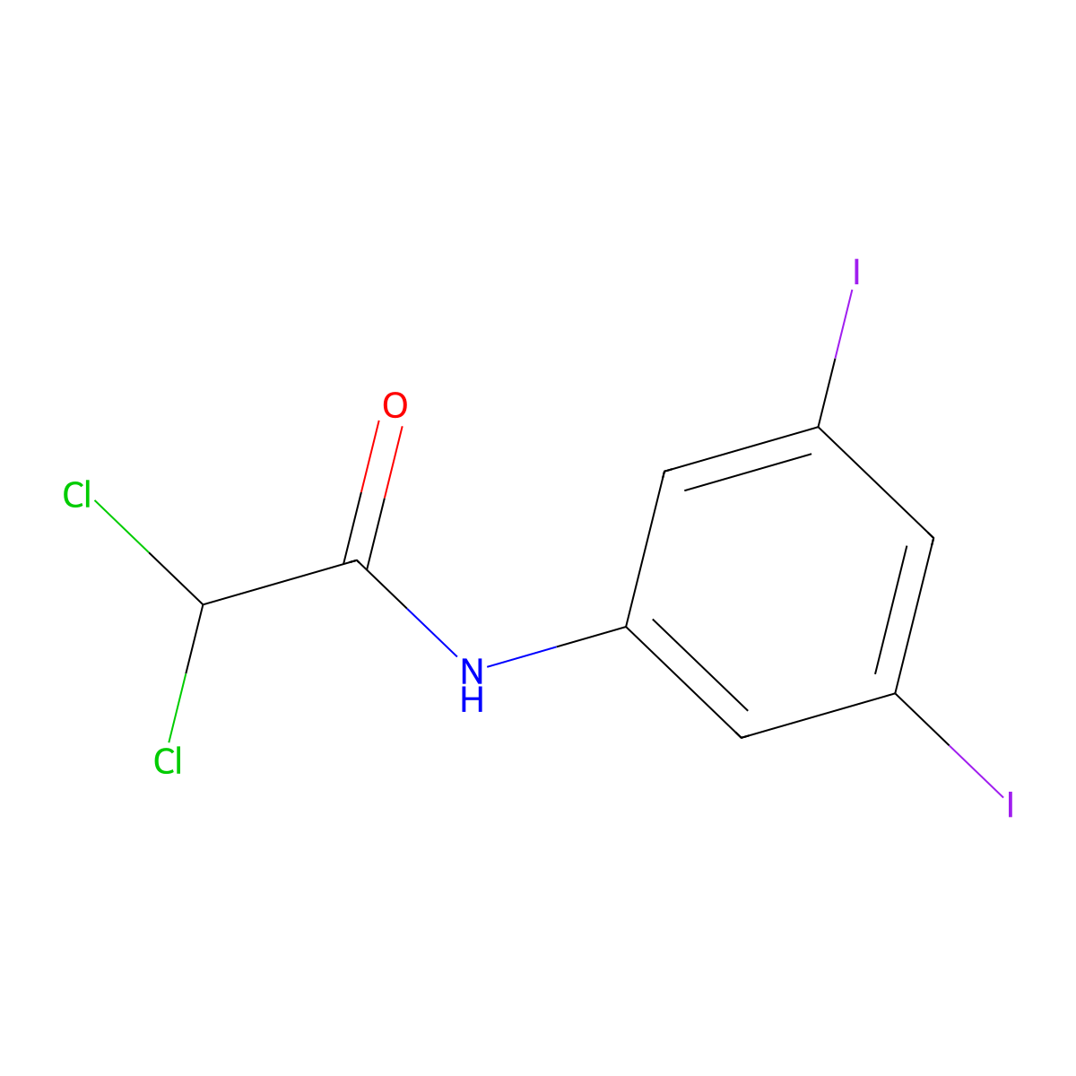 2,2-dichloro-N-(3,5-diiodophenyl)acetamide molecular structure, CAS 1196501-25-3