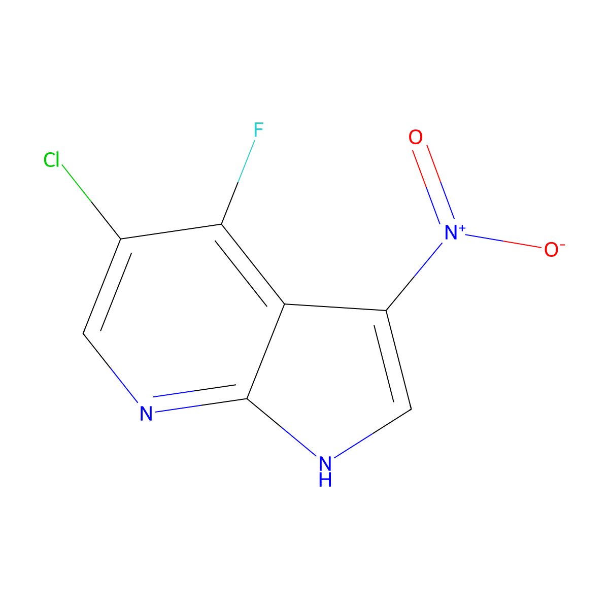 5-chloro-4-fluoro-3-nitro-1H-pyrrolo[2,3-b]pyridine molecular structure, CAS 1196507-34-2