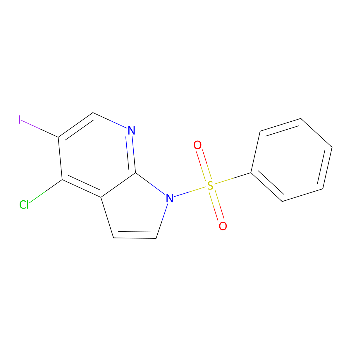 4-chloro-5-iodo-1-(phenylsulfonyl)-1H-pyrrolo[2,3-b]pyridine molecular structure, CAS 1196507-56-8