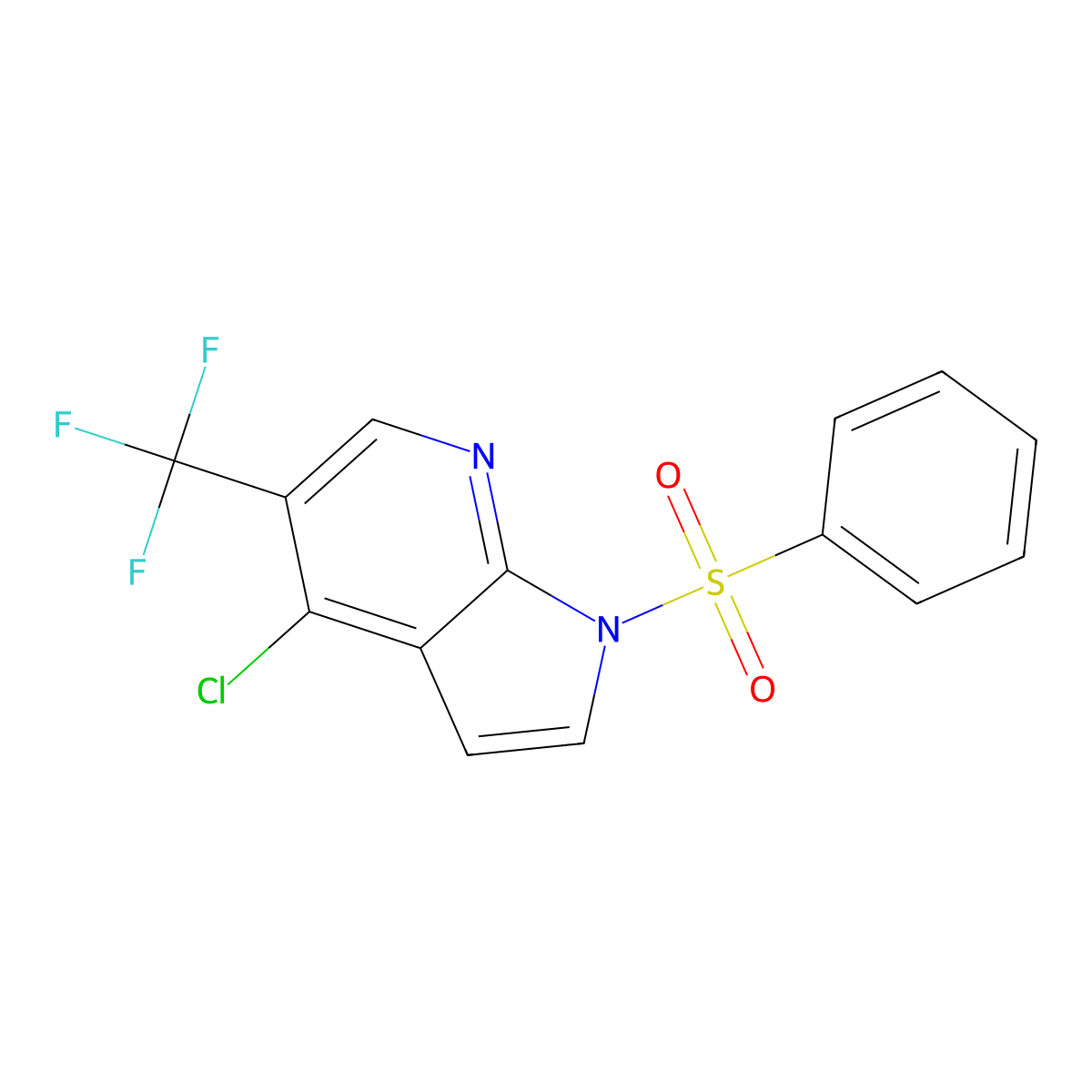 4-Chloro-1-(phenylsulfonyl)-5-(trifluoromethyl)-1H-pyrrolo[2,3-b]pyridine molecular structure, CAS 1196507-57-9