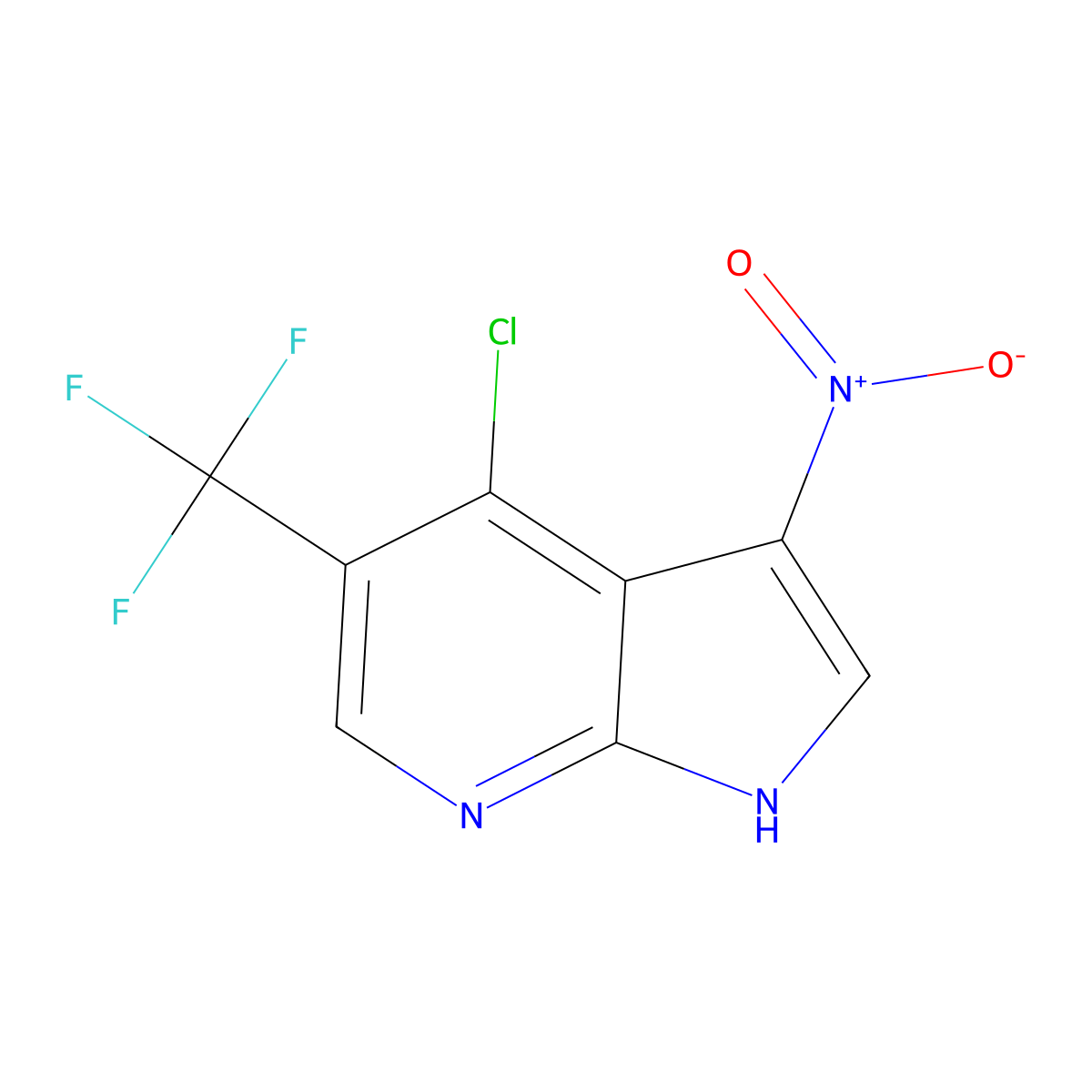 4-chloro-3-nitro-5-(trifluoromethyl)-1H-pyrrolo[2,3-b]pyridine molecular structure, CAS 1196507-60-4