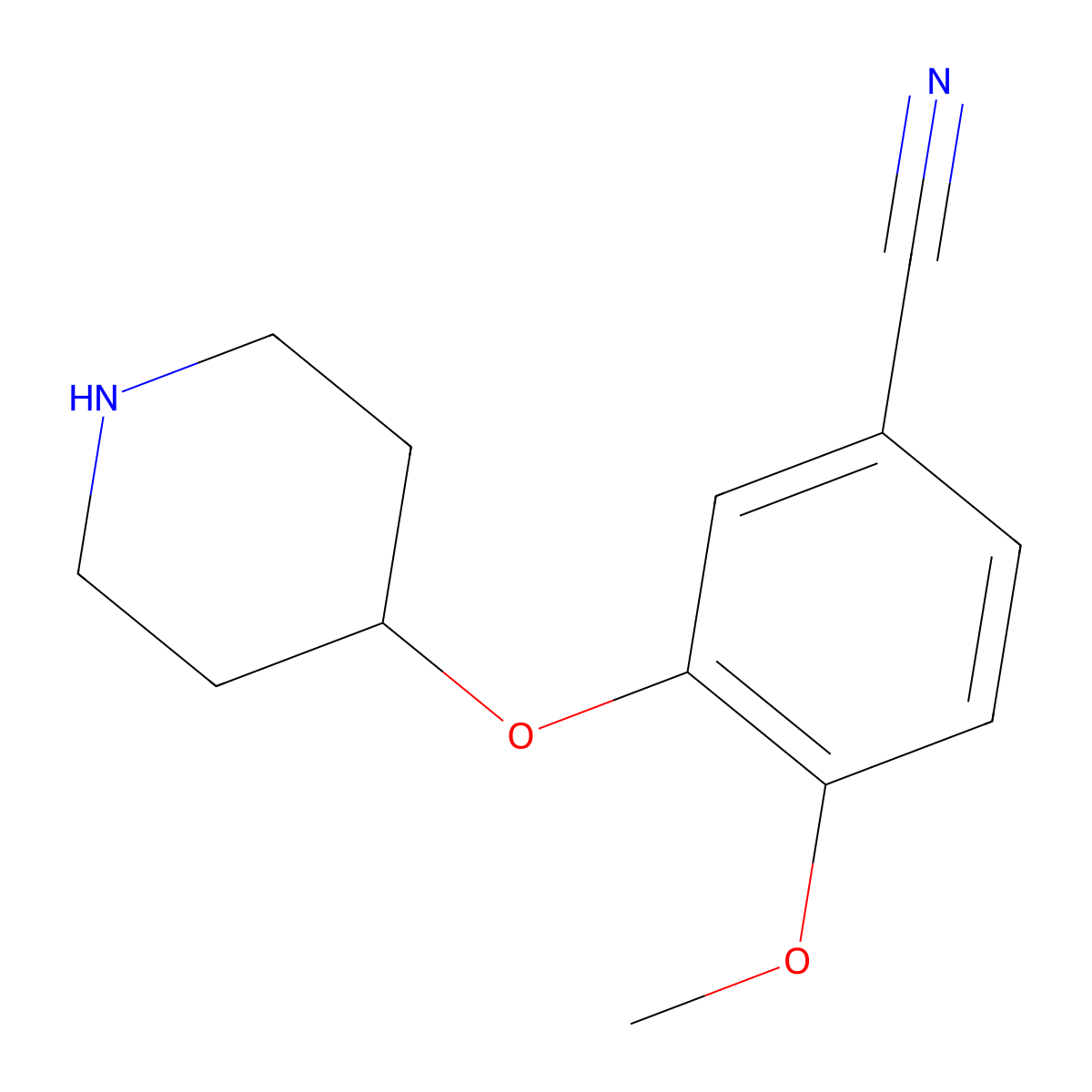 4-Methoxy-3-(piperidin-4-yloxy)benzonitrile molecular structure, CAS 1196531-34-6