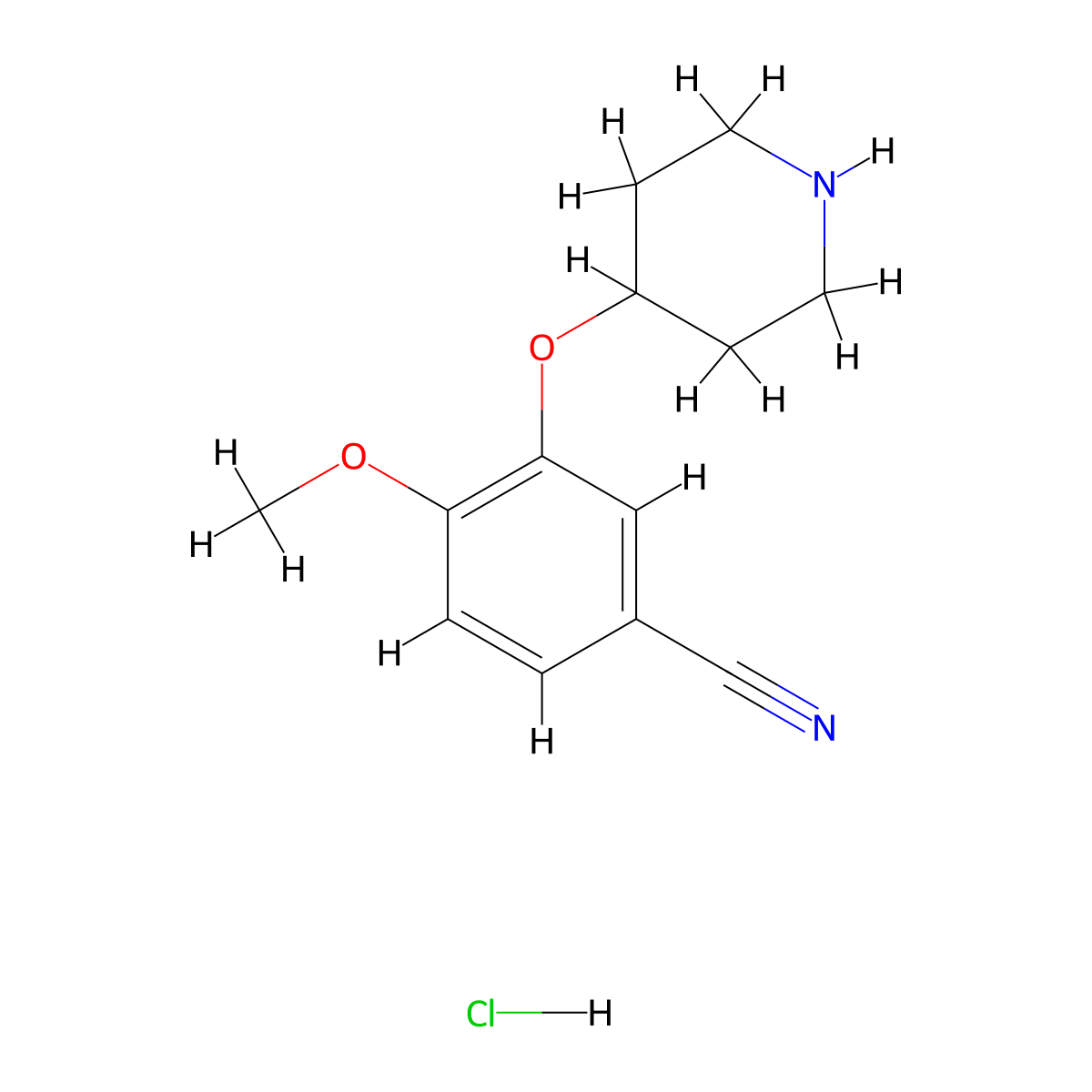 4-Methoxy-3-(piperidin-4-yloxy)benzonitrile hydrochloride molecular structure, CAS 1196531-36-8