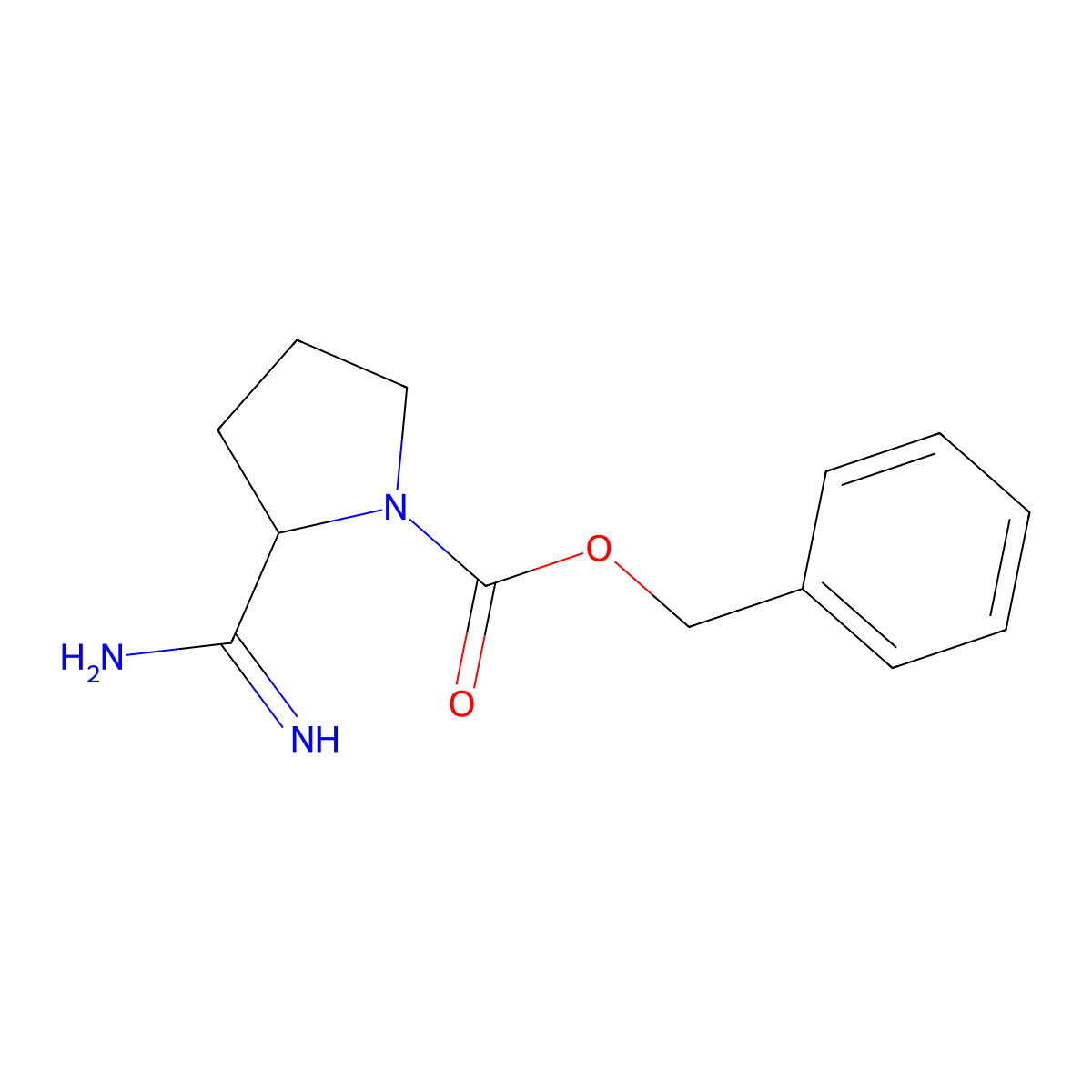 Benzyl 2-carbamimidoylpyrrolidine-1-carboxylate molecular structure, CAS 1196532-91-8