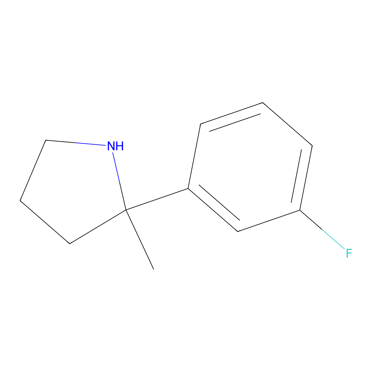2-(3-Fluorophenyl)-2-methylpyrrolidine molecular structure, CAS 1196552-02-9