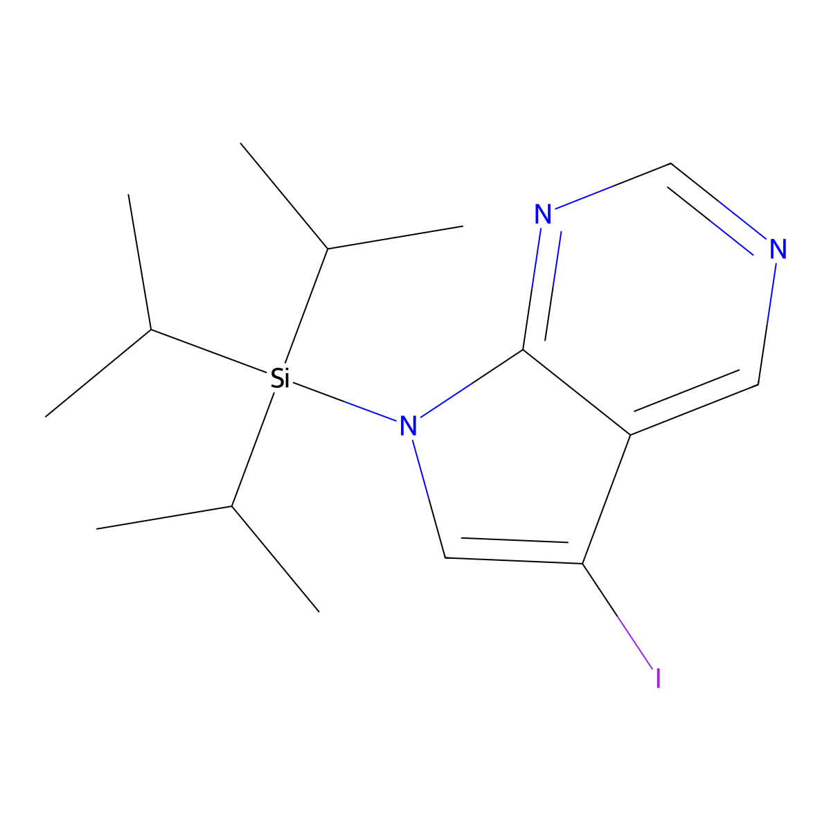 5-Iodo-7-(triisopropylsilyl)-7H-pyrrolo-[2,3-d]pyrimidine molecular structure, CAS 1196662-06-2