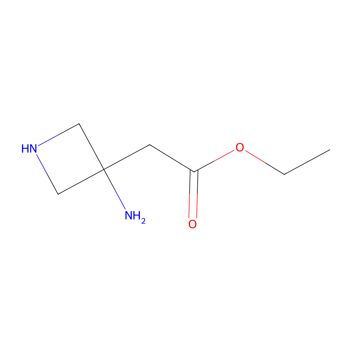 Ethyl 2-(3-aminoazetidin-3-yl)acetate molecular structure, CAS 1196671-03-0