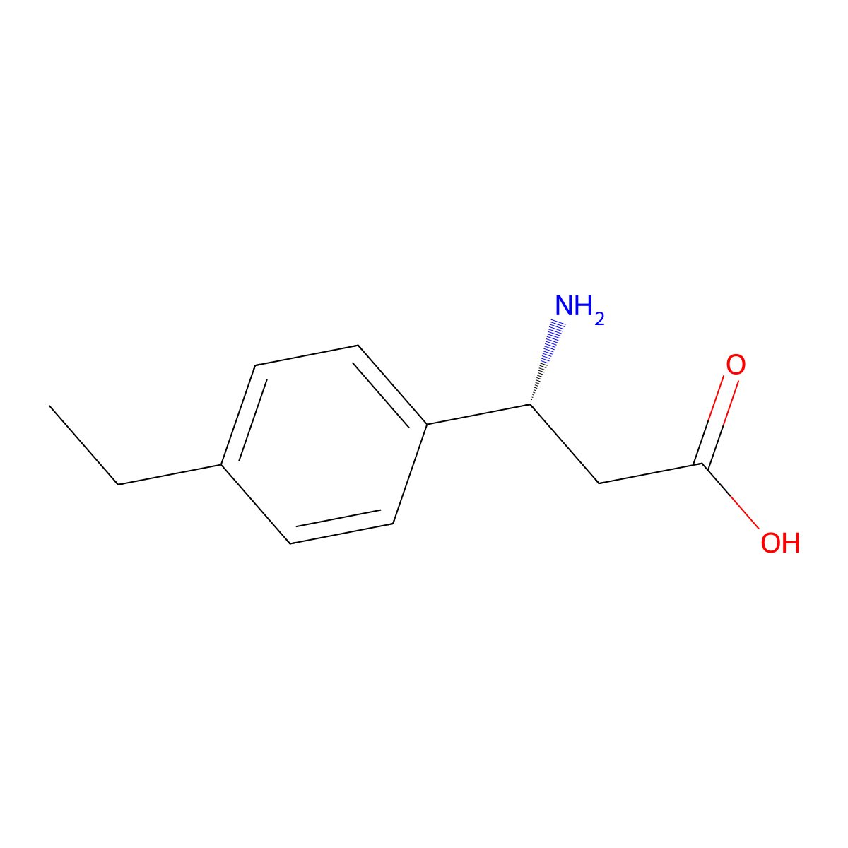(3R)-3-amino-3-(4-ethylphenyl)propanoic acid molecular structure, CAS 1196690-95-5