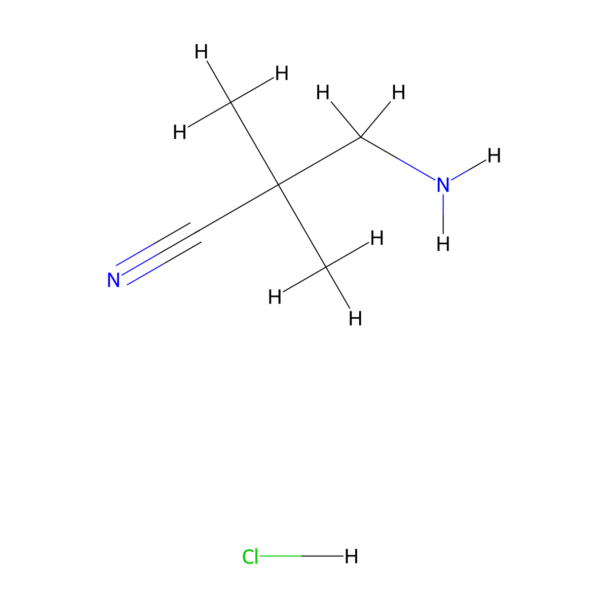 3-Amino-2,2-dimethylpropanenitrile hydrochloride molecular structure, CAS 1196693-40-9