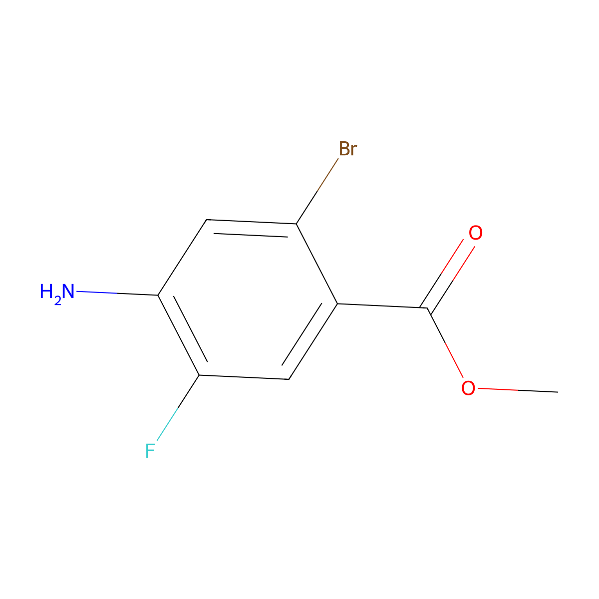 Methyl 4-amino-2-bromo-5-fluorobenzoate molecular structure, CAS 1196693-85-2