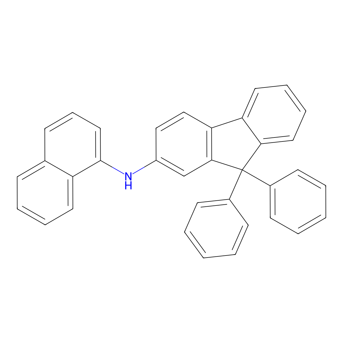 N-(naphthalen-1-yl)-9,9-diphenyl-9H-fluoren-2-amine molecular structure, CAS 1196694-11-7