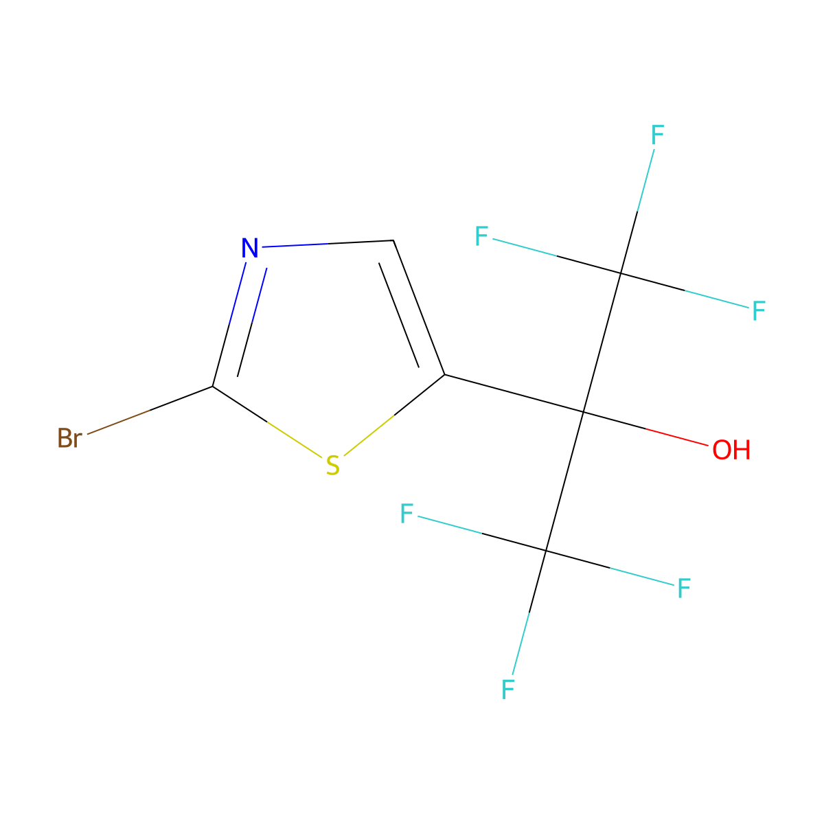 2-(2-Bromo-1,3-thiazol-5-yl)-1,1,1,3,3,3-hexafluoropropan-2-ol molecular structure, CAS 1196694-65-1