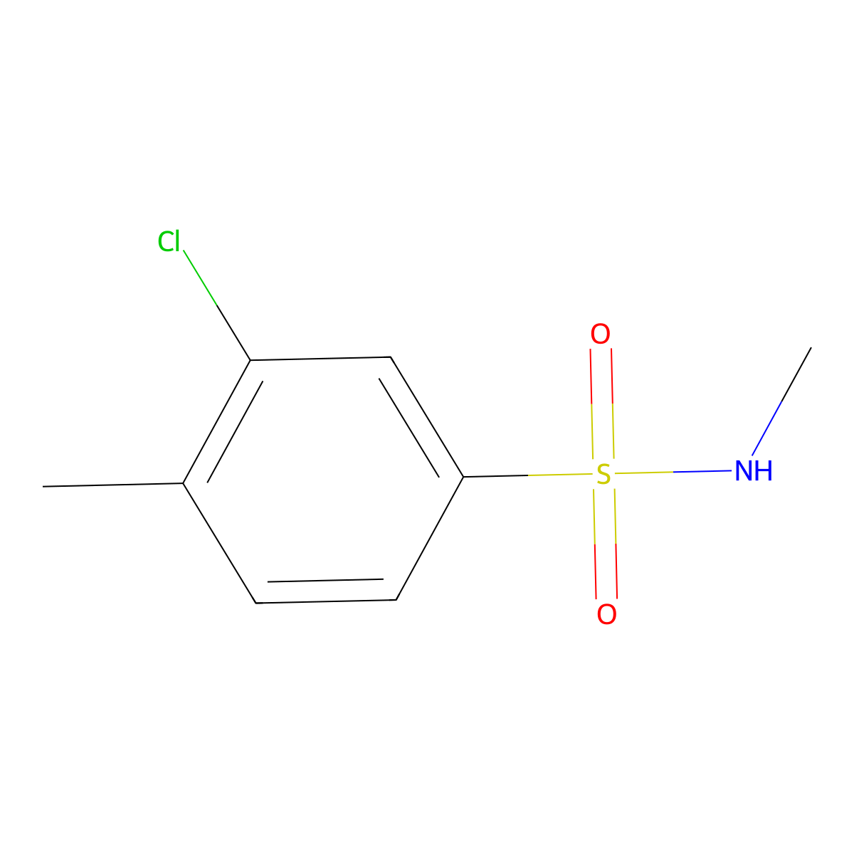 3-chloro-N,4-dimethylbenzene-1-sulfonamide molecular structure, CAS 1196703-10-2