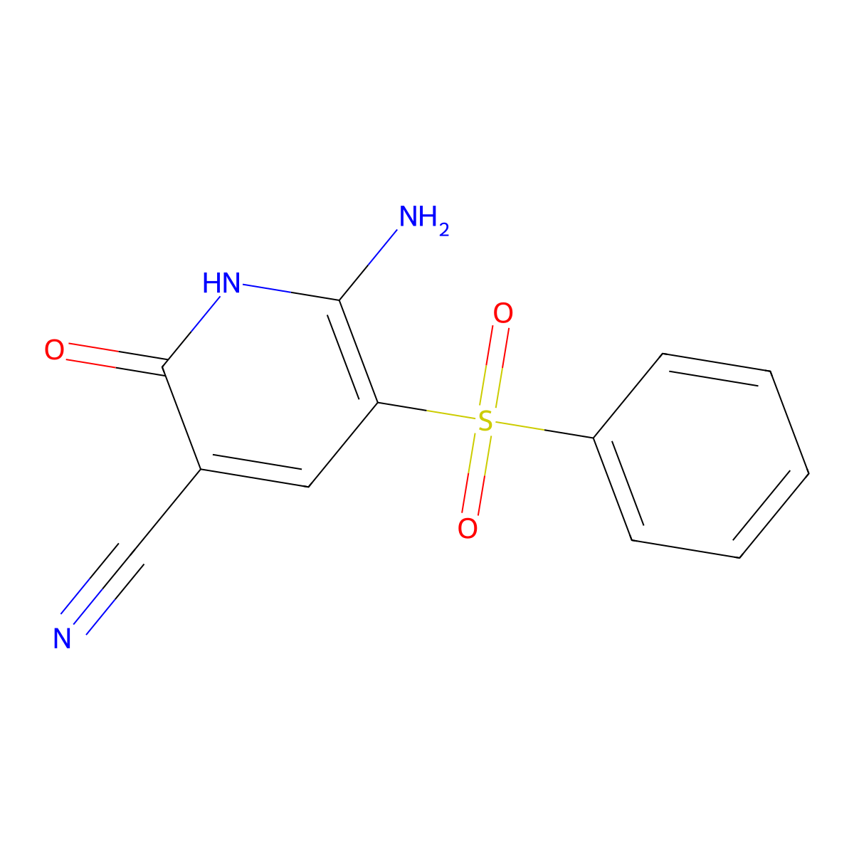 6-Amino-2-hydroxy-5-(phenylsulfonyl)nicotinonitrile molecular structure, CAS 119672-36-5