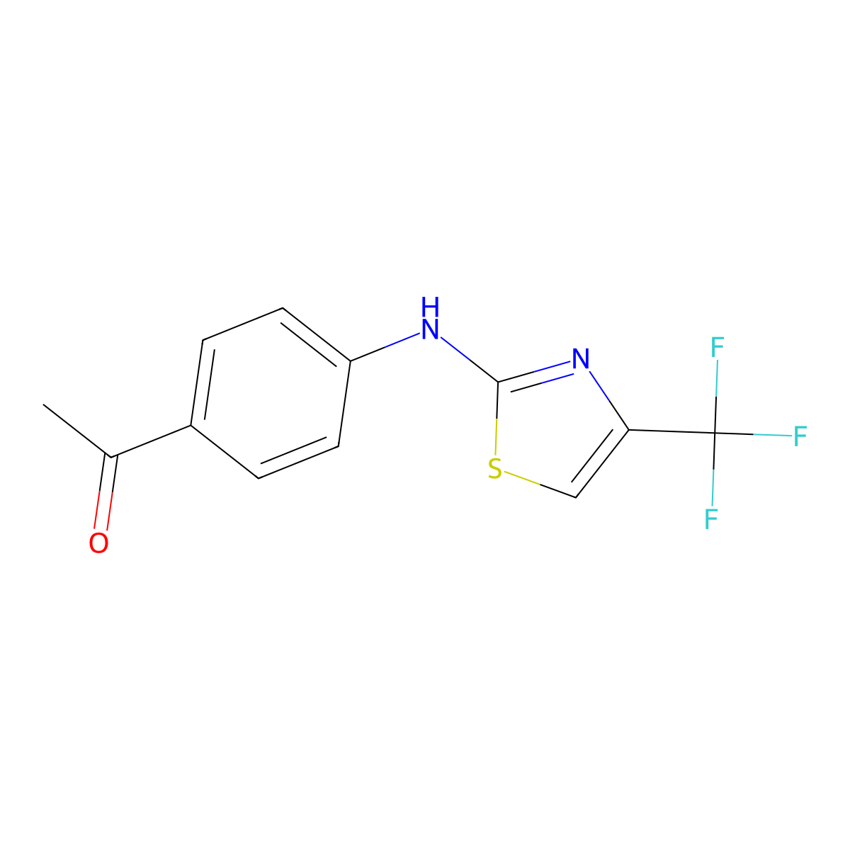 1-(4-((4-(Trifluoromethyl)thiazol-2-yl)amino)phenyl)ethanone molecular structure, CAS 1196724-02-3