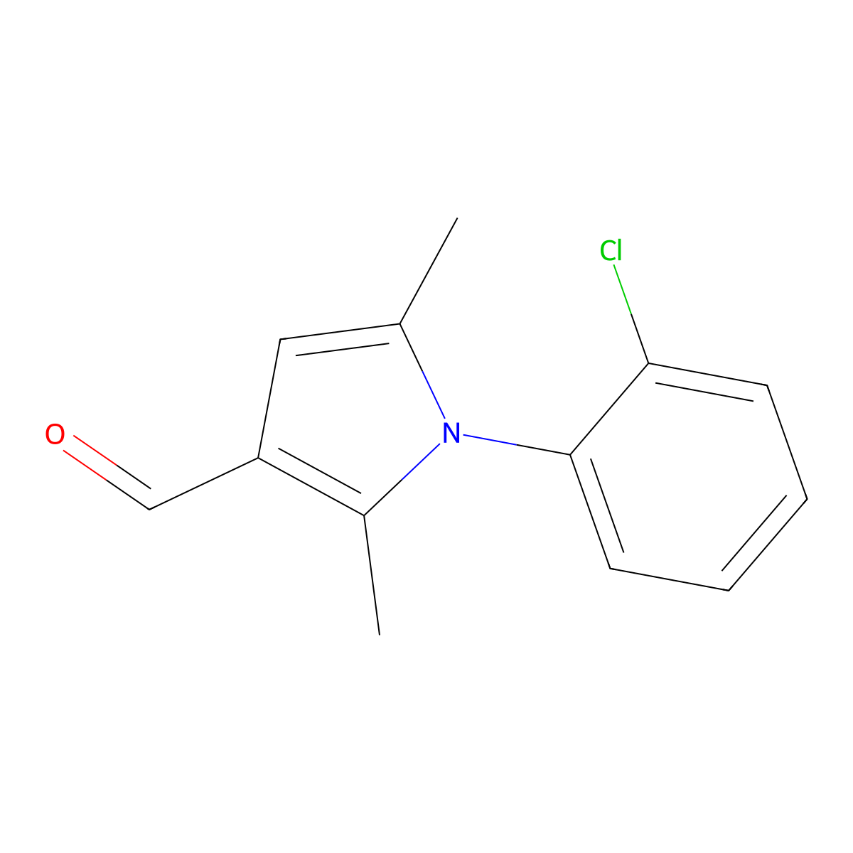 1-(2-Chlorophenyl)-2,5-dimethyl-1H-pyrrole-3-carbaldehyde molecular structure, CAS 119673-49-3