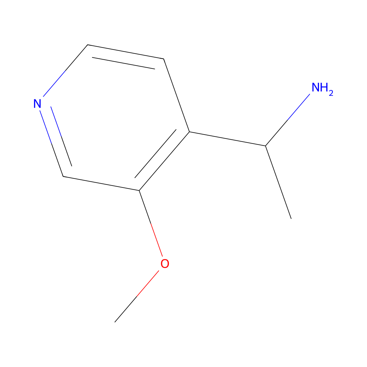 1-(3-Methoxypyridin-4-yl)ethan-1-amine molecular structure, CAS 1196733-04-6