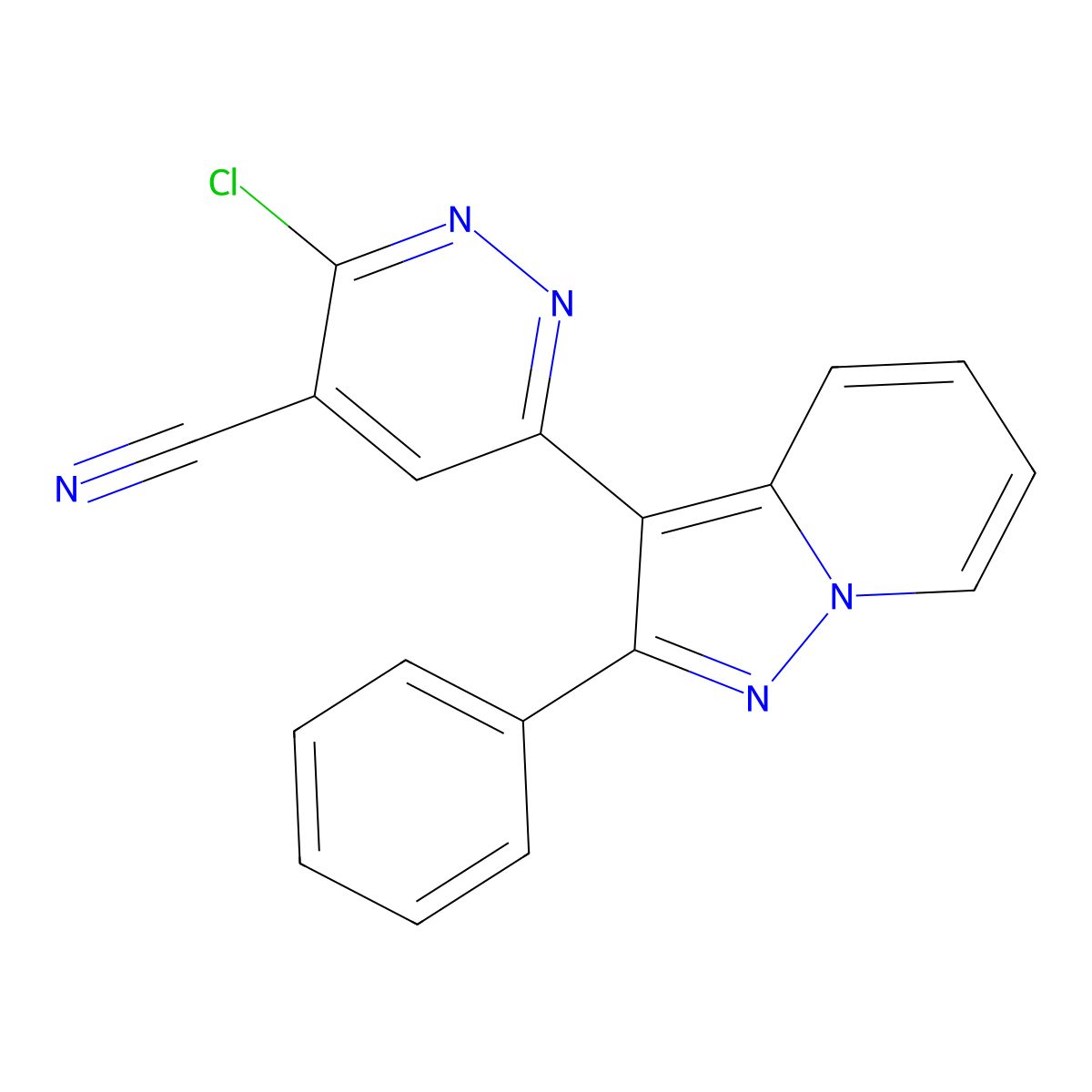 3-Chloro-6-(2-phenylpyrazolo[1,5-a]pyridin-3-yl)-4-pyridazinecarbonitrile molecular structure, CAS 1196794-13-4