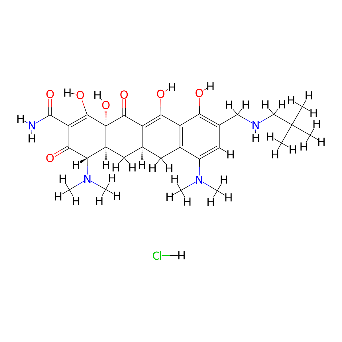 Omadacycline hydrochloride molecular structure, CAS 1196800-39-1