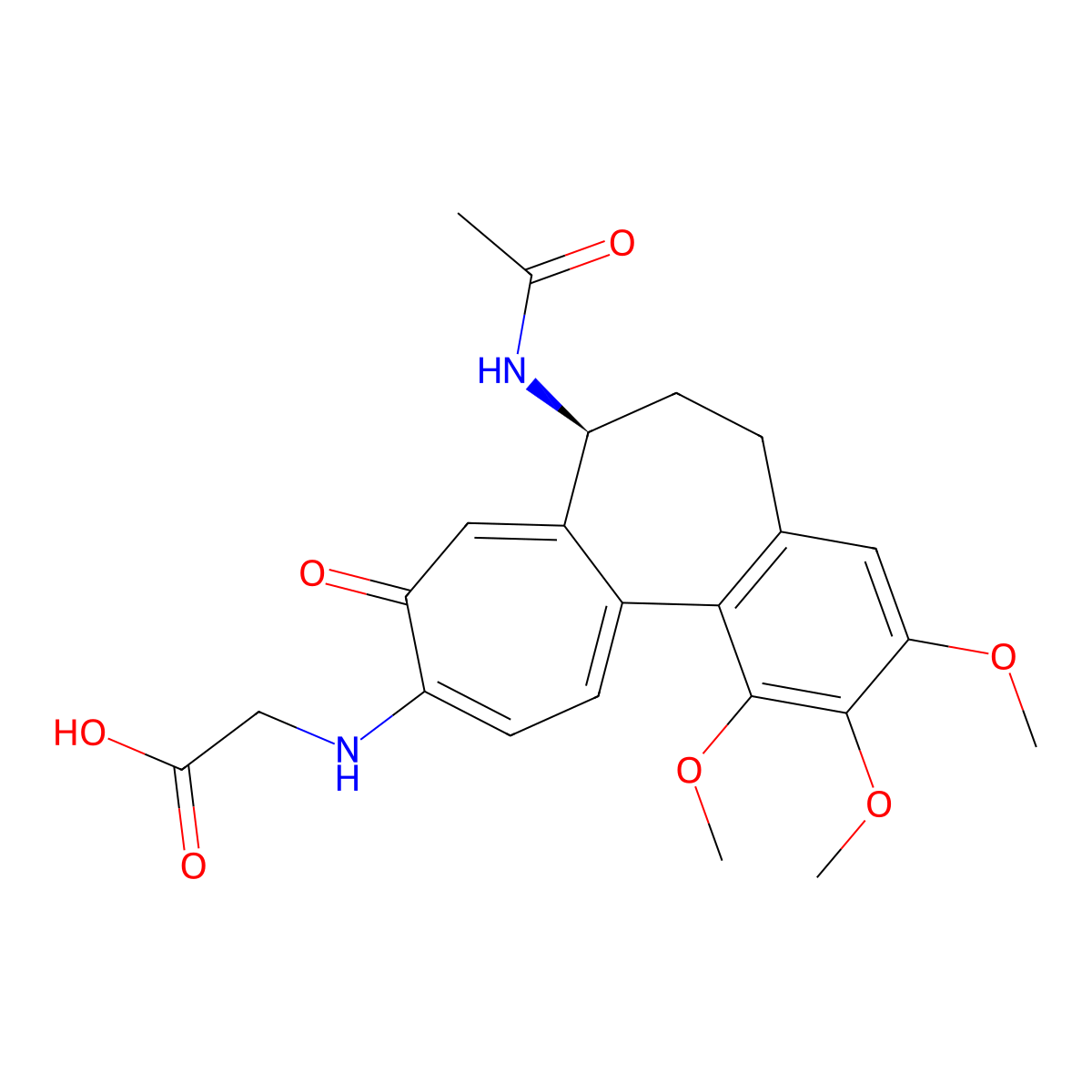 (S)-2-((7-acetamido-1,2,3-trimethoxy-9-oxo-5,6,7,9-tetrahydrobenzo[a]heptalen-10-yl)amino)acetic acid molecular structure, CAS 119681-84-4
