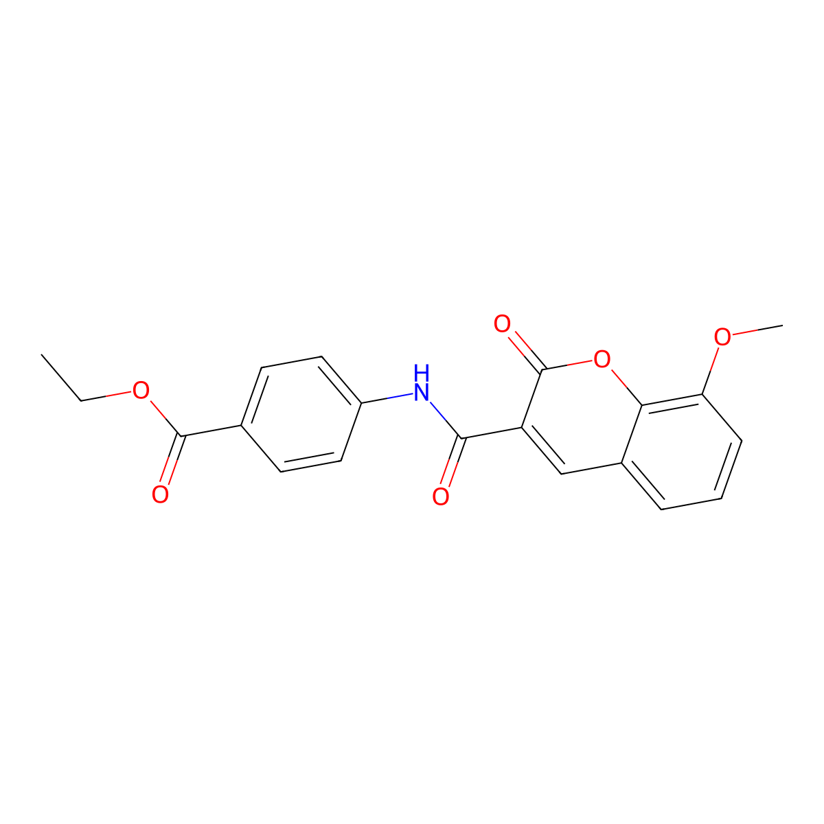 ethyl 4-(8-methoxy-2-oxo-2H-chromene-3-carboxamido)benzoate molecular structure, CAS 119686-23-6