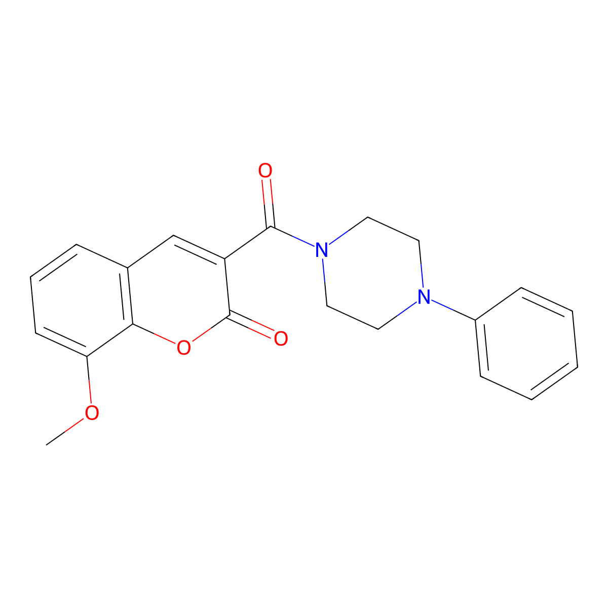8-methoxy-3-(4-phenylpiperazine-1-carbonyl)-2H-chromen-2-one molecular structure, CAS 119686-33-8