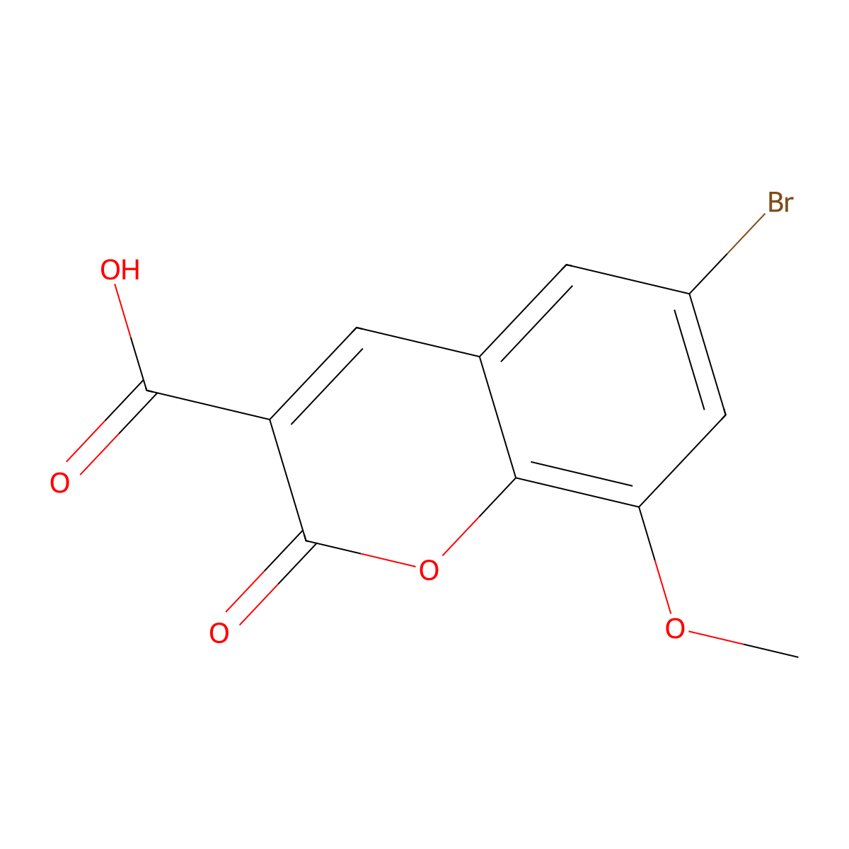 6-Bromo-8-methoxy-2-oxo-2H-1-benzopyran-3-carboxylic acid molecular structure, CAS 119686-34-9