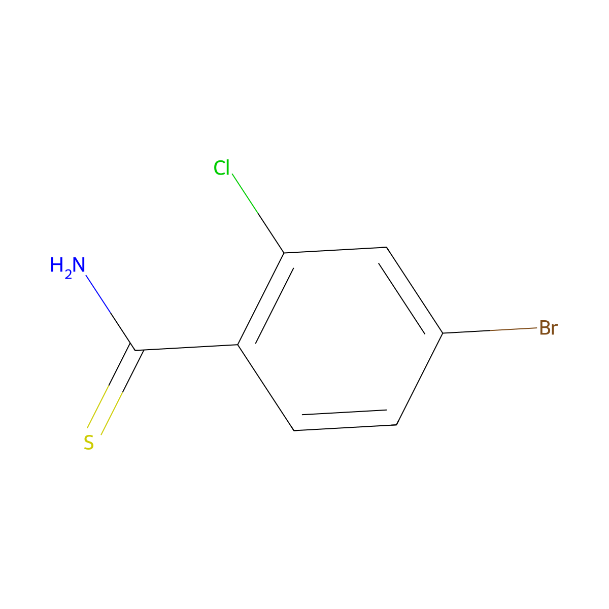 4-Bromo-2-chlorobenzothioamide molecular structure, CAS 1196879-27-2