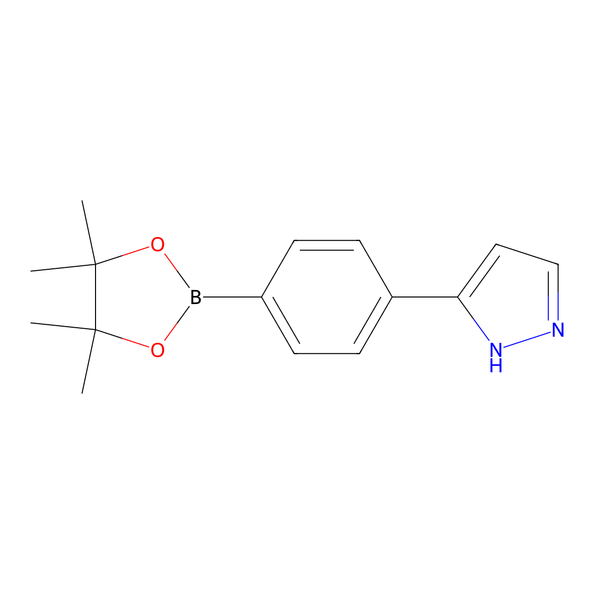 5-(4-(4,4,5,5-tetramethyl-1,3,2-dioxaborolan-2-yl)phenyl)-1H-pyrazole molecular structure, CAS 1196879-97-6