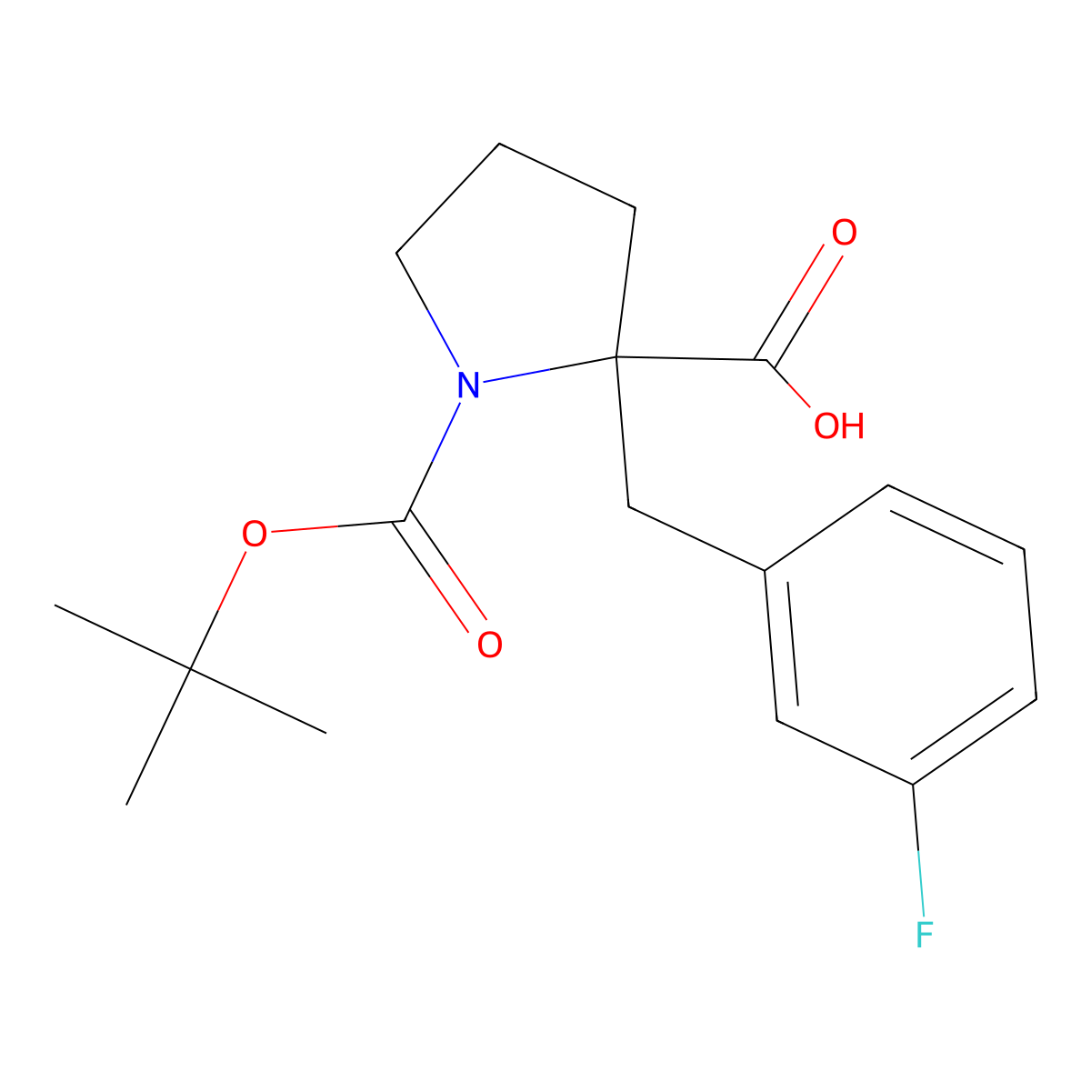 (S)-1-(tert-Butoxycarbonyl)-2-(3-fluorobenzyl)pyrrolidine-2-carboxylic acid molecular structure, CAS 1196886-62-0