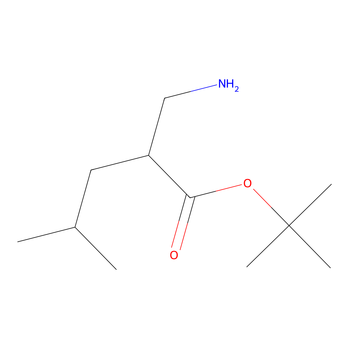 Tert-butyl 2-(aminomethyl)-4-methylpentanoate molecular structure, CAS 1196887-90-7