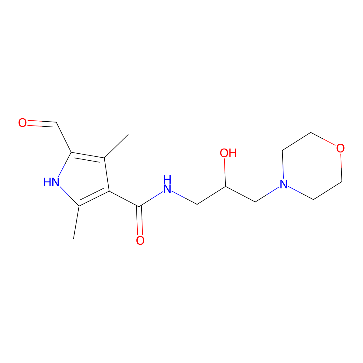 (S)-5-Formyl-N-(2-hydroxy-3-morpholinopropyl)-2,4-dimethyl-1H-pyrrole-3-carboxamide molecular structure, CAS 1196888-12-6