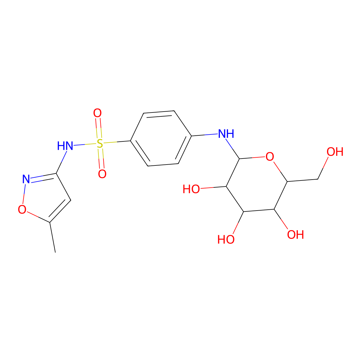 4-(beta-D-Glucopyranosylamino)-N-(5-methyl-3-isoxazolyl)benzenesulfonamide molecular structure, CAS 119691-75-7