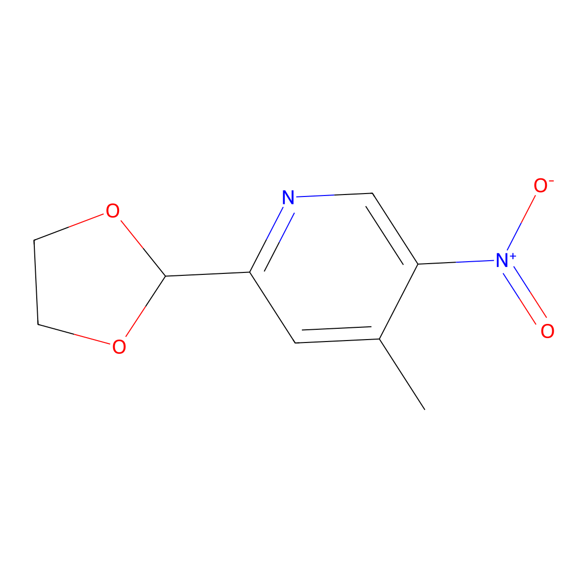 Pyridine, 2-(1,3-dioxolan-2-yl)-4-methyl-5-nitro- molecular structure, CAS 119694-70-1