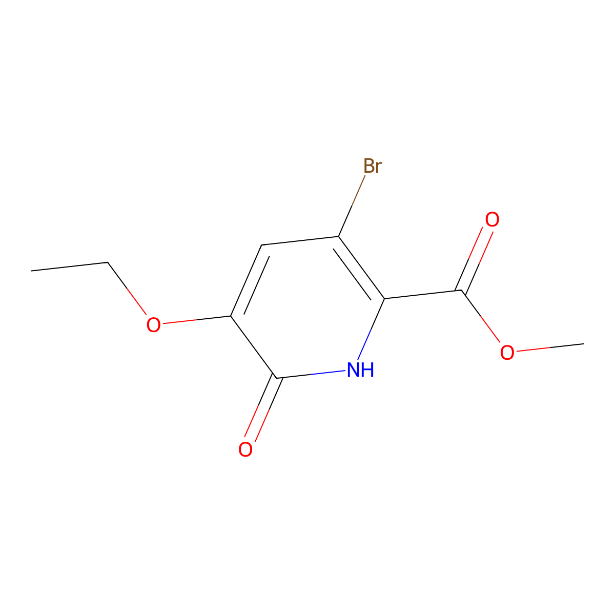 Methyl 3-bromo-5-ethoxy-6-oxo-1,6-dihydropyridine-2-carboxylate molecular structure, CAS 1196959-77-9