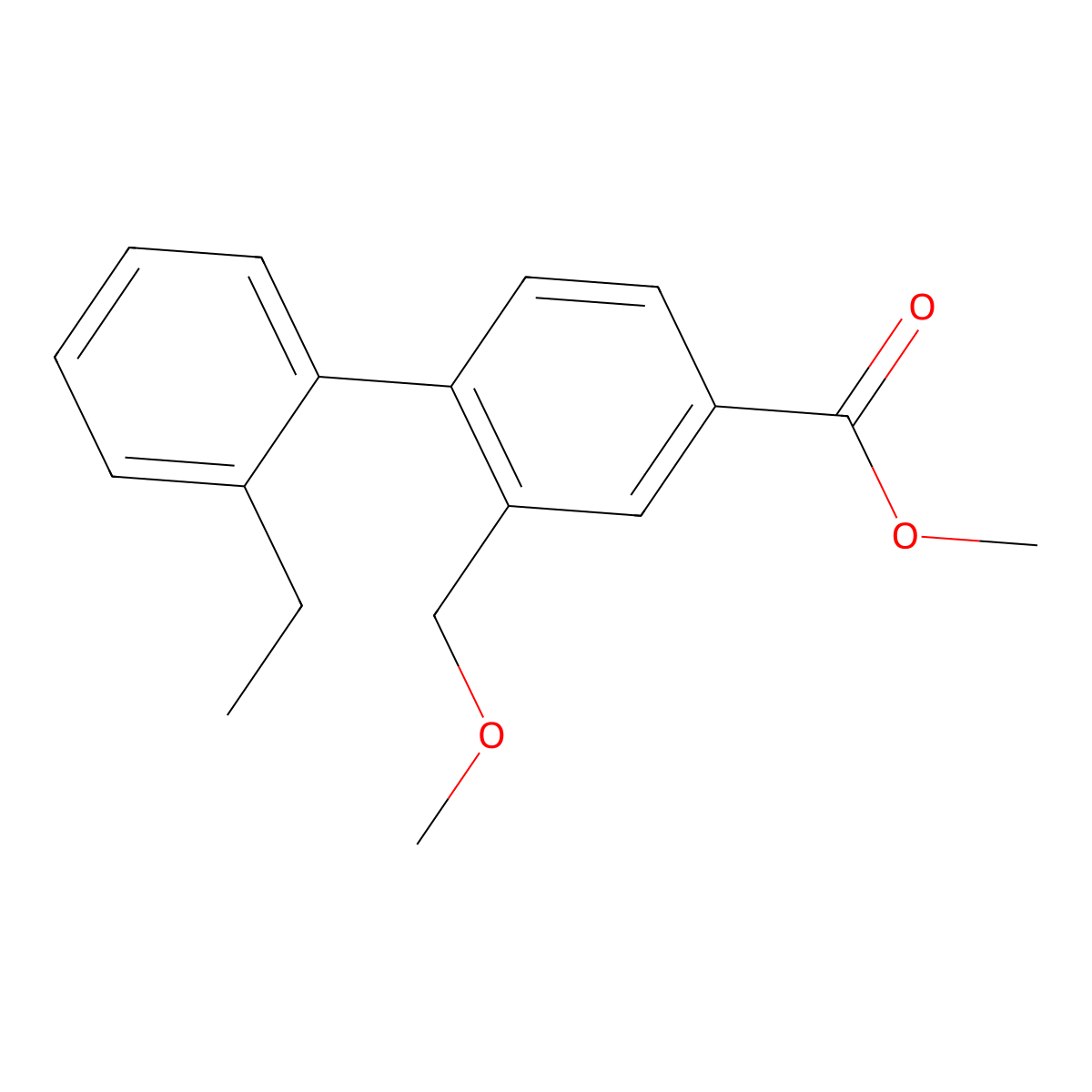 Methyl 2'-ethyl-2-(methoxymethyl)-[1,1'-biphenyl]-4-carboxylate molecular structure, CAS 1196973-59-7
