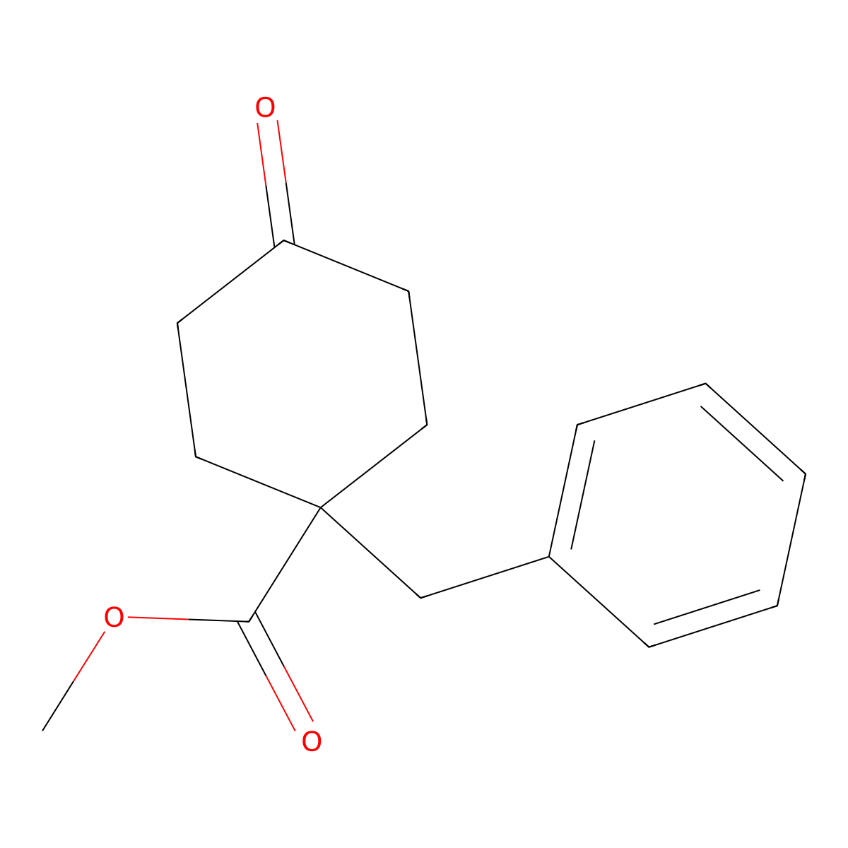 Methyl 1-benzyl-4-oxocyclohexanecarboxylate molecular structure, CAS 1196989-59-9
