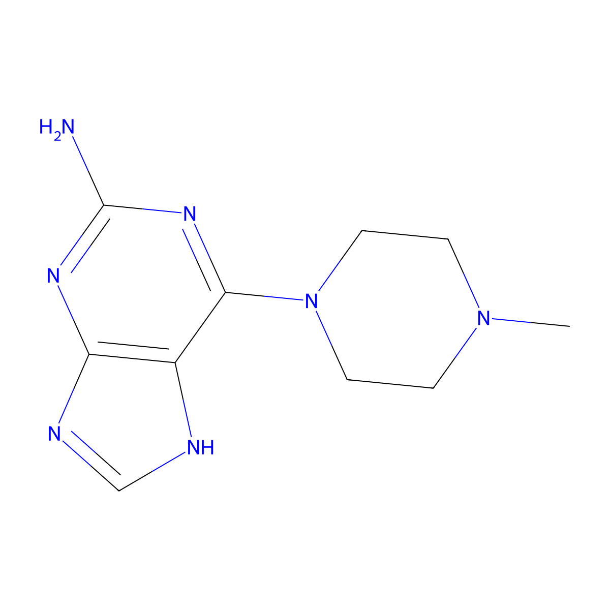 6-(4-Methylpiperazin-1-yl)-9H-purin-2-amine molecular structure, CAS 1196993-60-8